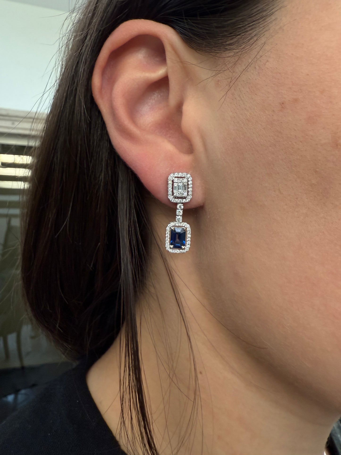 Sapphire Emerald Drop Detachable Earrings