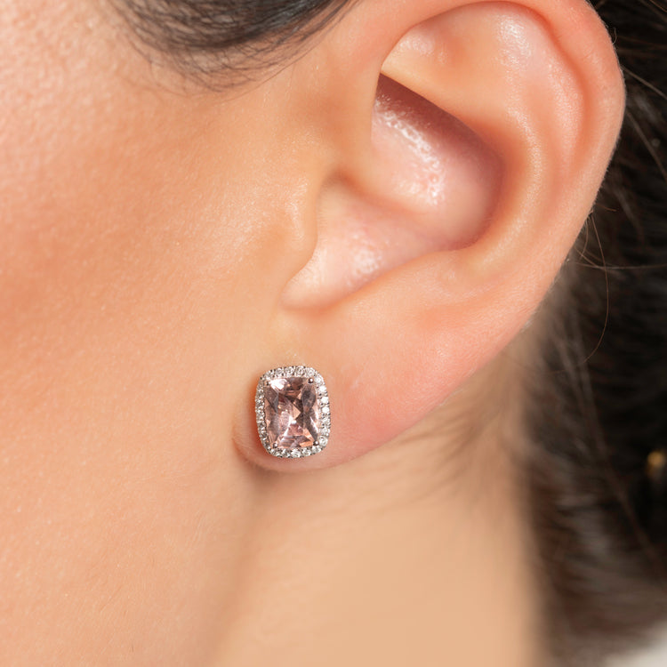 Morganite cushion earrings