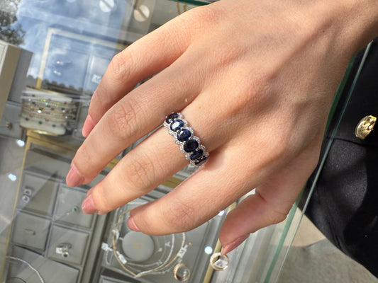 Sapphire ovals and diamonds