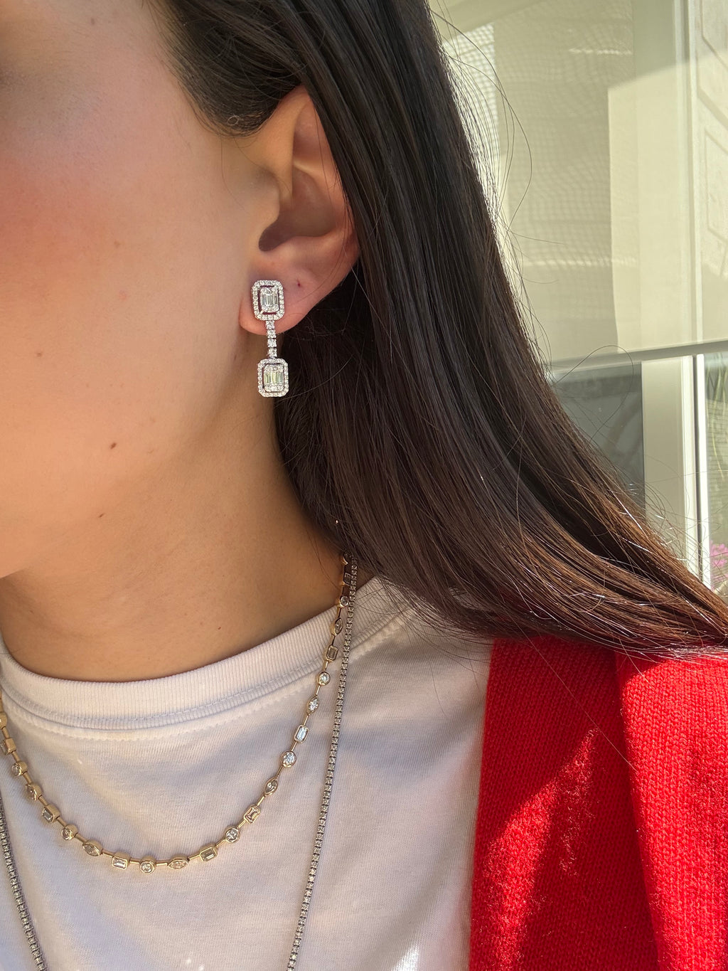 Diamond detachable earrings