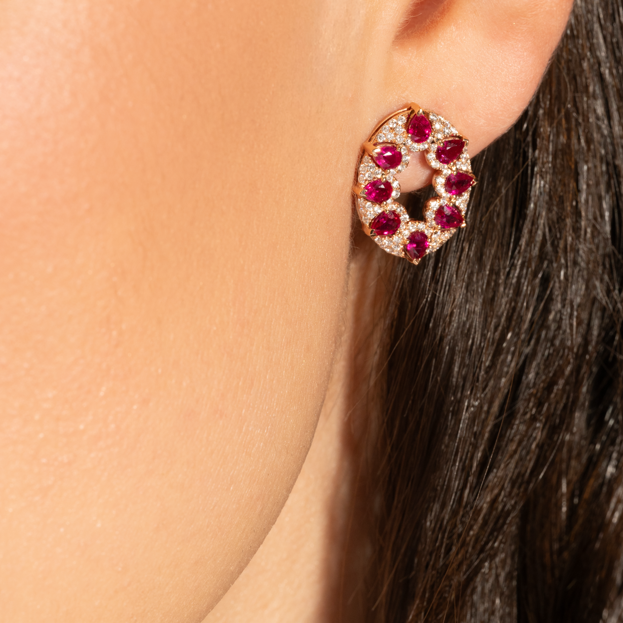 Ruby Pear Earrings