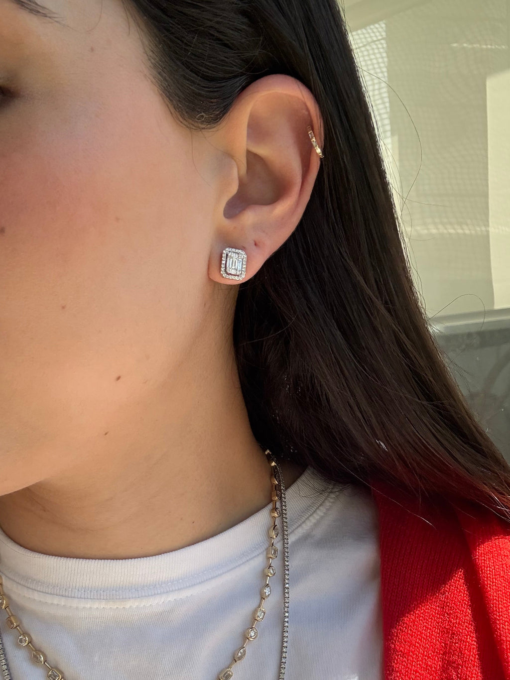 Diamond detachable earrings