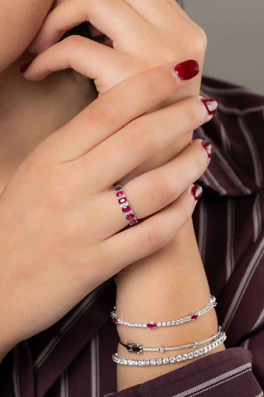 Oval Rubies and Diamonds Ring