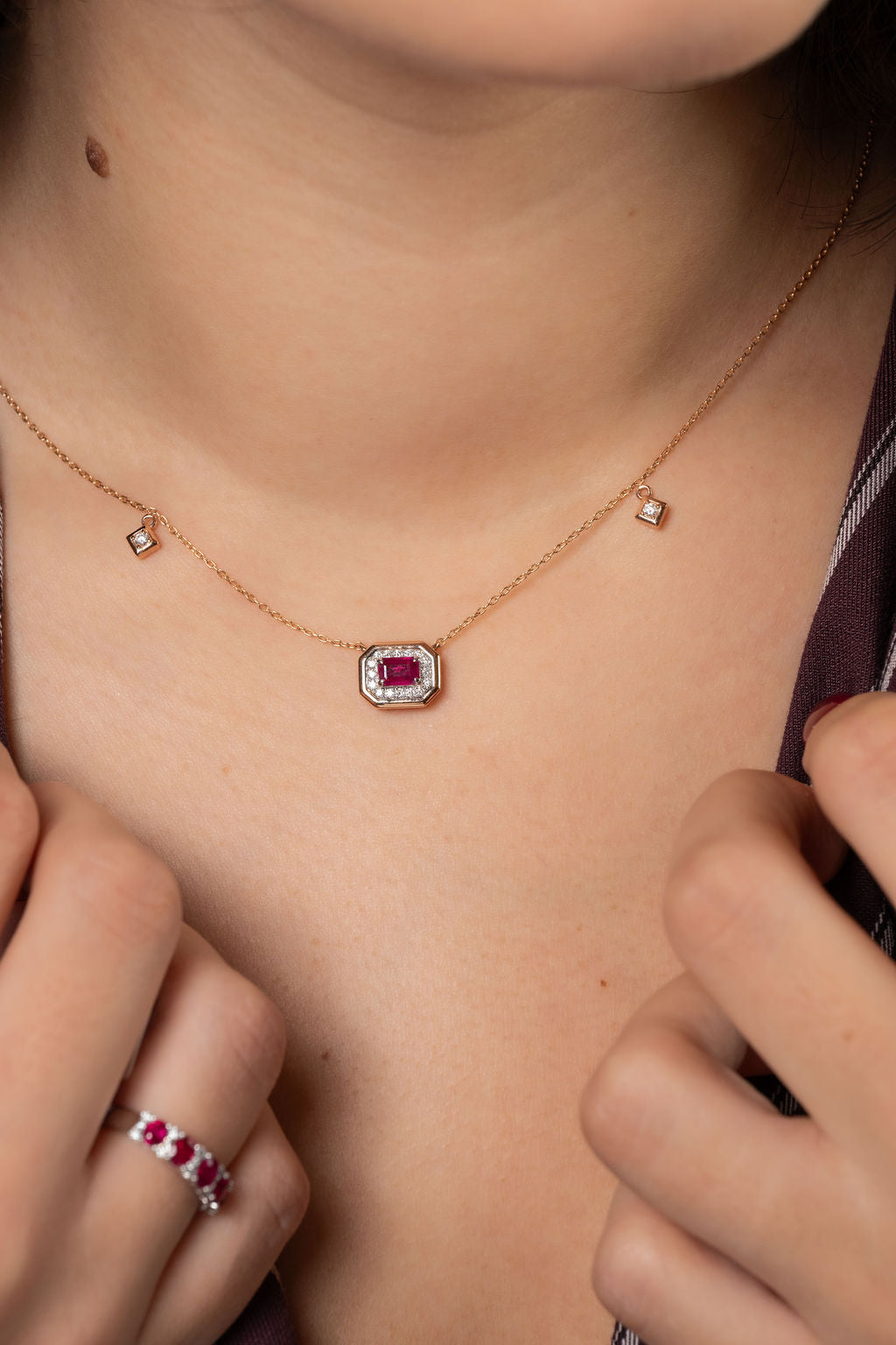 Ruby Rectangle Eloise Necklace