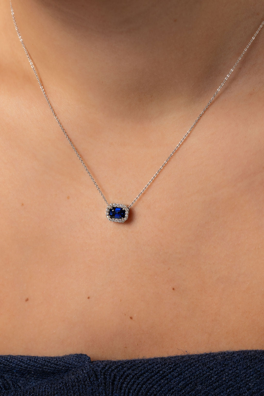 Sapphire Halo Necklace