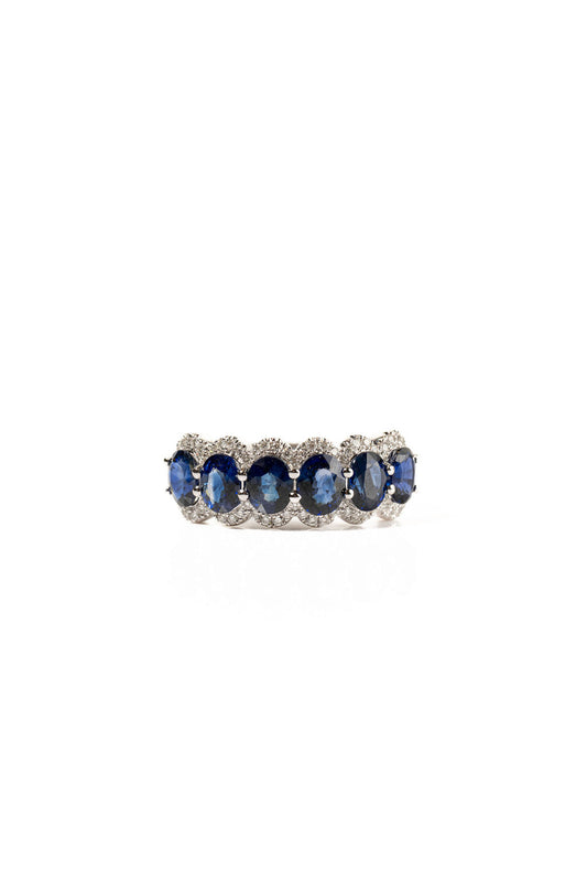 Sapphire ovals and diamonds