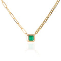 Emerald necklace with square bezel