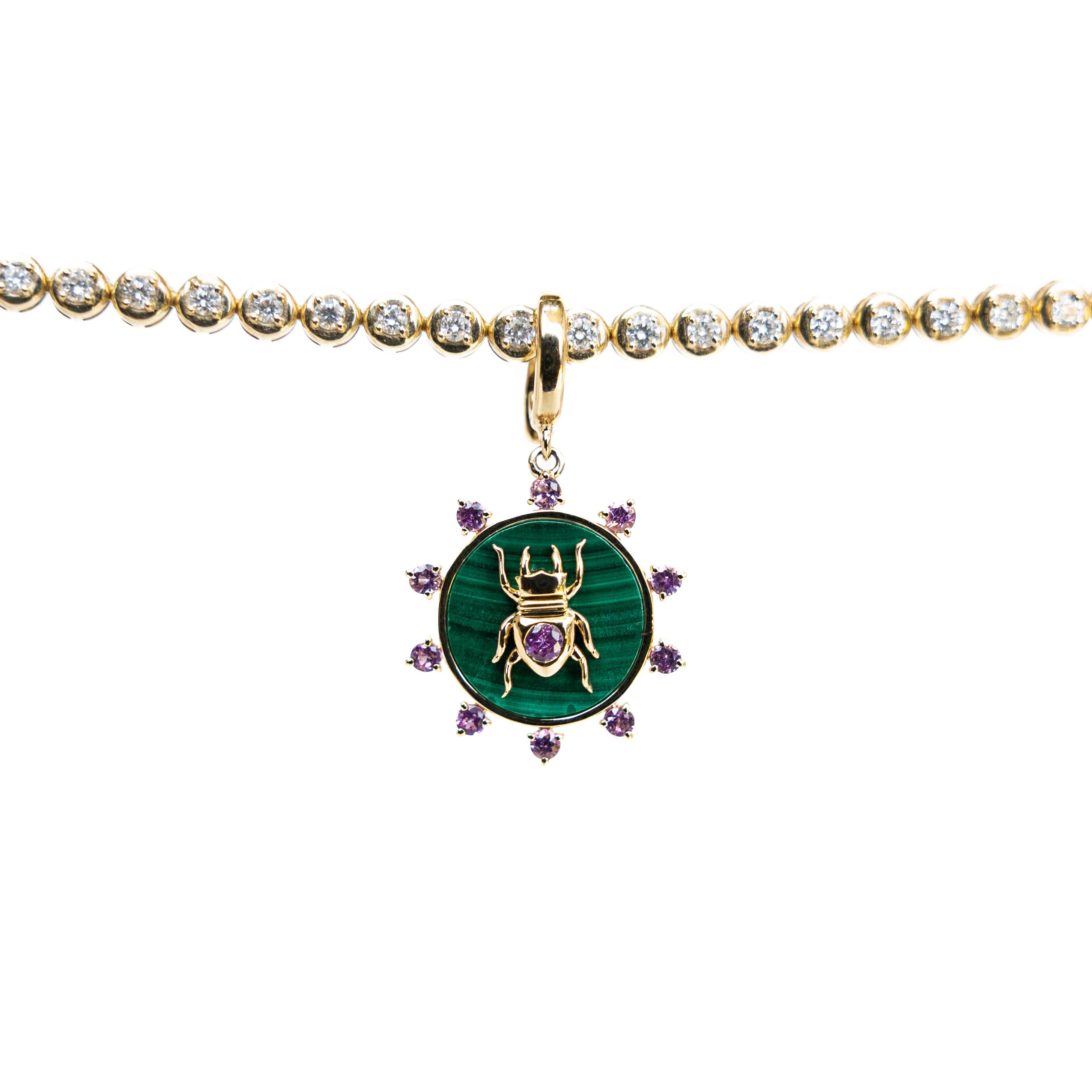 Dije BEETLE MALAQUITE PINK SAPPHIRE