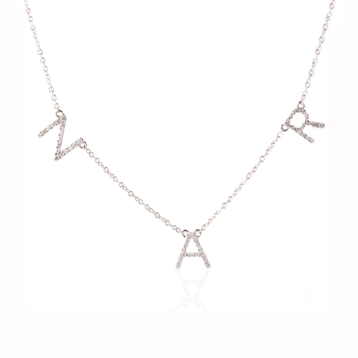 Personalized necklace with diamond letters