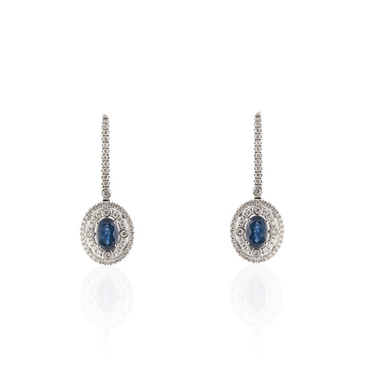 Aretes zafiro con doble halo