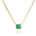 Collar rectangular con esmeralda bisel