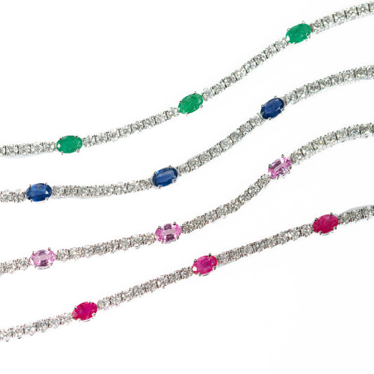 Colored stone tennis bracelet